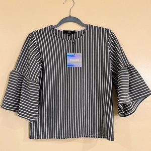 Missguided Striped Bell Sleeve Crop Top